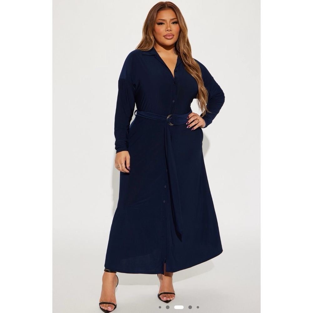 Button-Up Midi Dress (Navy)